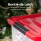 IRIS Christmas Plastic Storage Bins with Lids and Secure Latching Buckles, Holiday Red